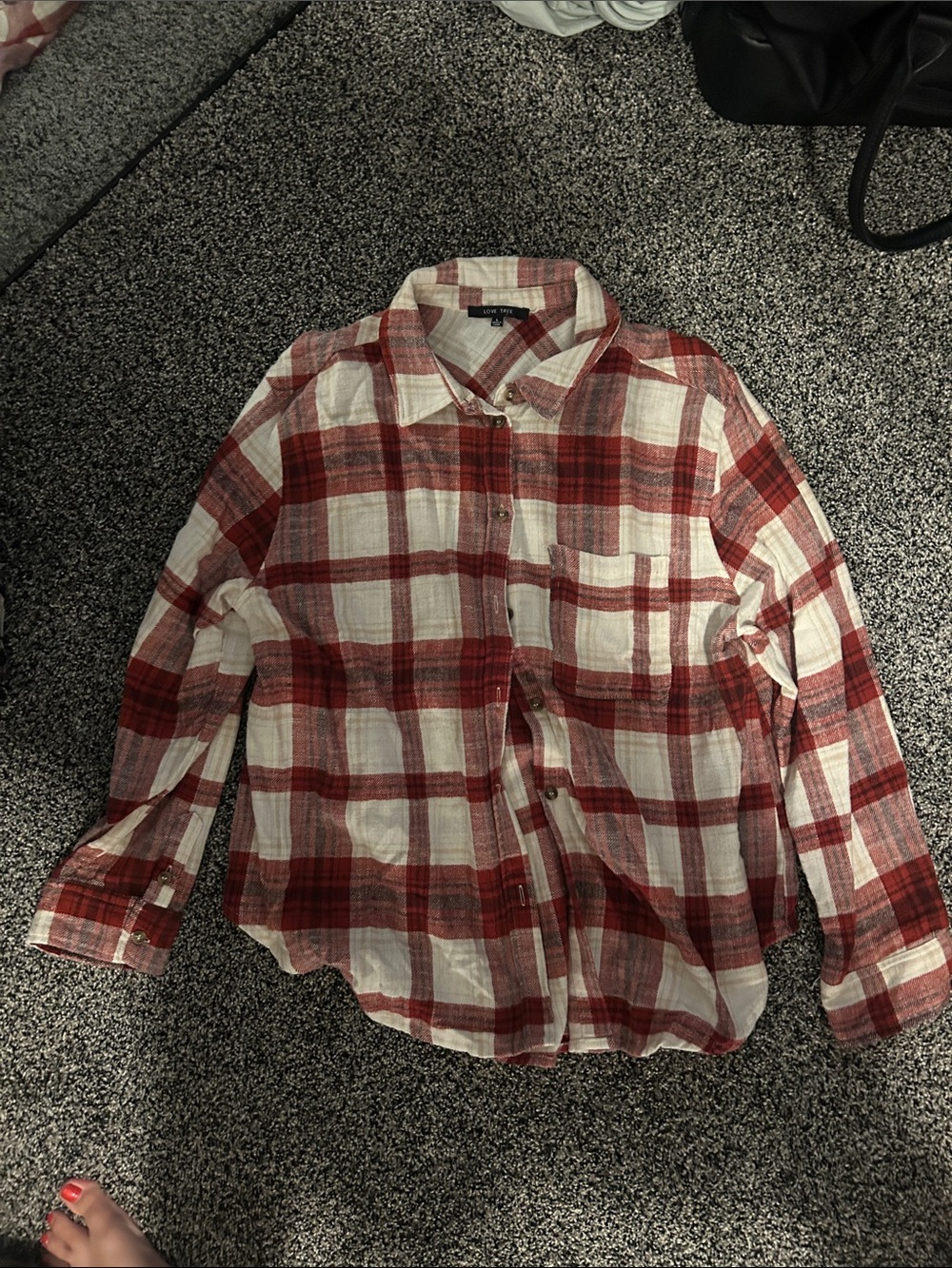 Love Tree Red and White Plaid Button-Down Shirt